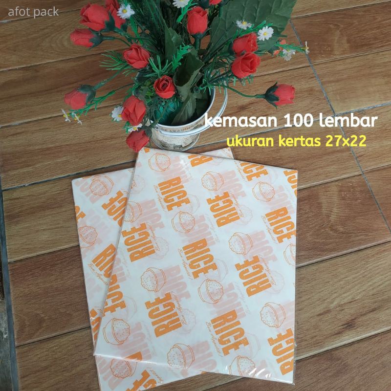 

Kertas nasi kfc logo rice KUNING 27 x 22 kemasan 500 lbr paper wrap food grade laminasi