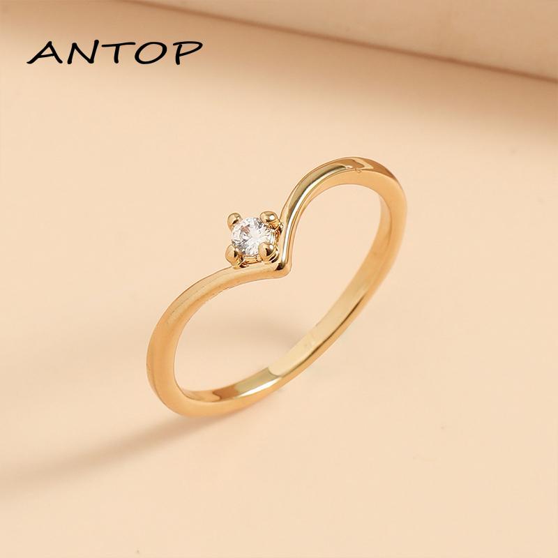 Cincin Bentuk V Bahan Zircon Untuk Wanita