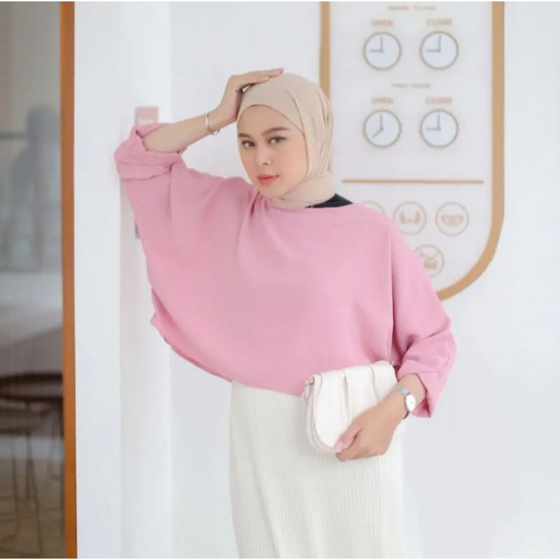 Stacy Crop Top Outer Crinkle airflow atasan wanita ORIGINAL BY AL iszahijab