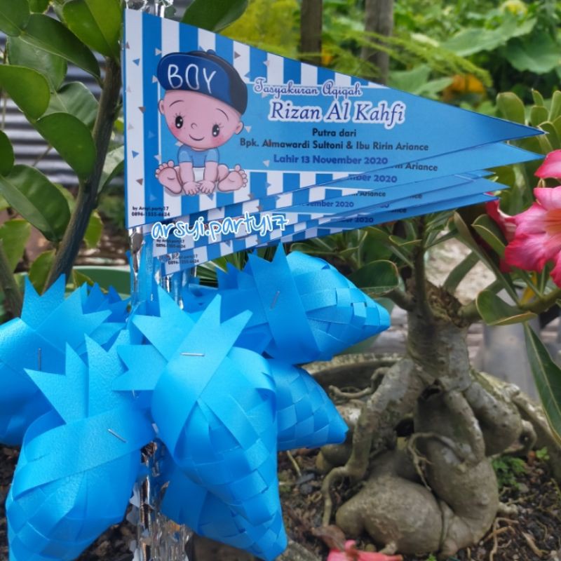 Bendera Aqiqah plus wadah telur anyaman