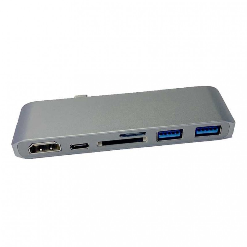 USB Hub Laptop PC 6 in 1 USB Type C with HDMI 4K Card Reader