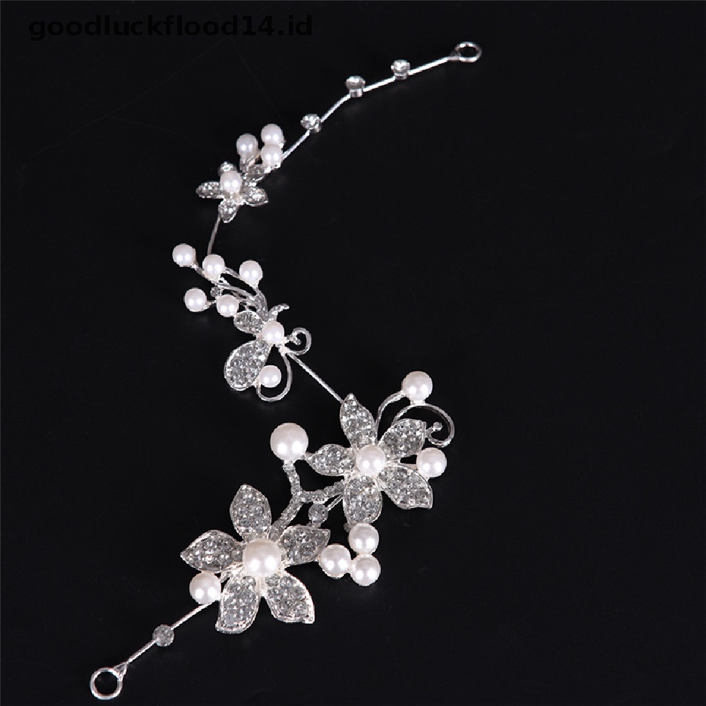 [OOID] New Crystal Rhinestone Pearl Headband Silver Wedding Party Tiara Bridal Hairclip ID