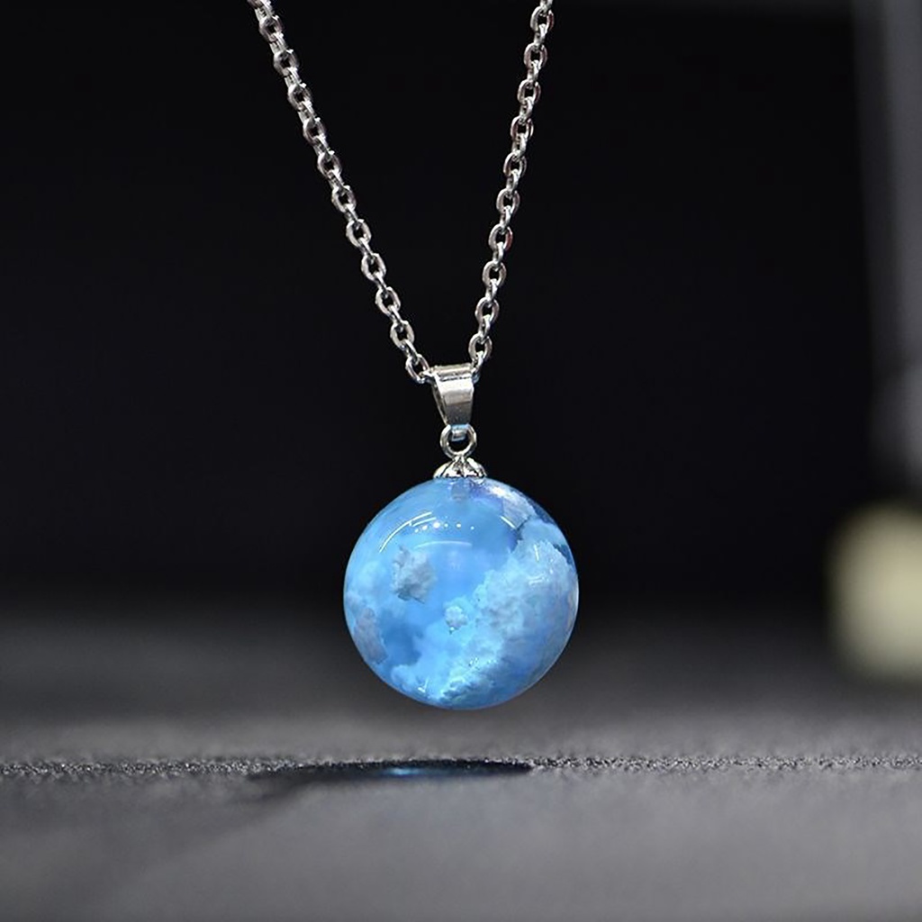 Hu Hu Hu Hu Hu Alat Bantu Pasang Kacamata♡ Kalung Rantai Dengan Liontin Bentuk Bulat / Bulan / Langit Biru / Awan / Elang Untuk Wanita