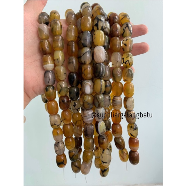 batu alam Penden tabung yellow rhodolite kuning 2 x 1,5 cm serat akik