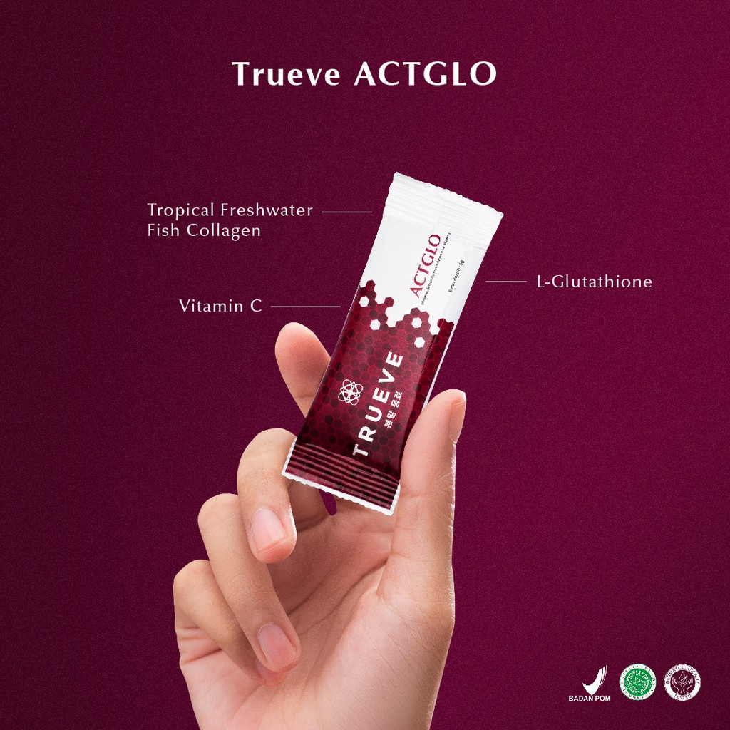 [BONUS FREE GIFT] BPOM TRUEVE ACTGLO COLLAGEN DRINK HALAL - 1box isi 20pc 100% ORIGINAL