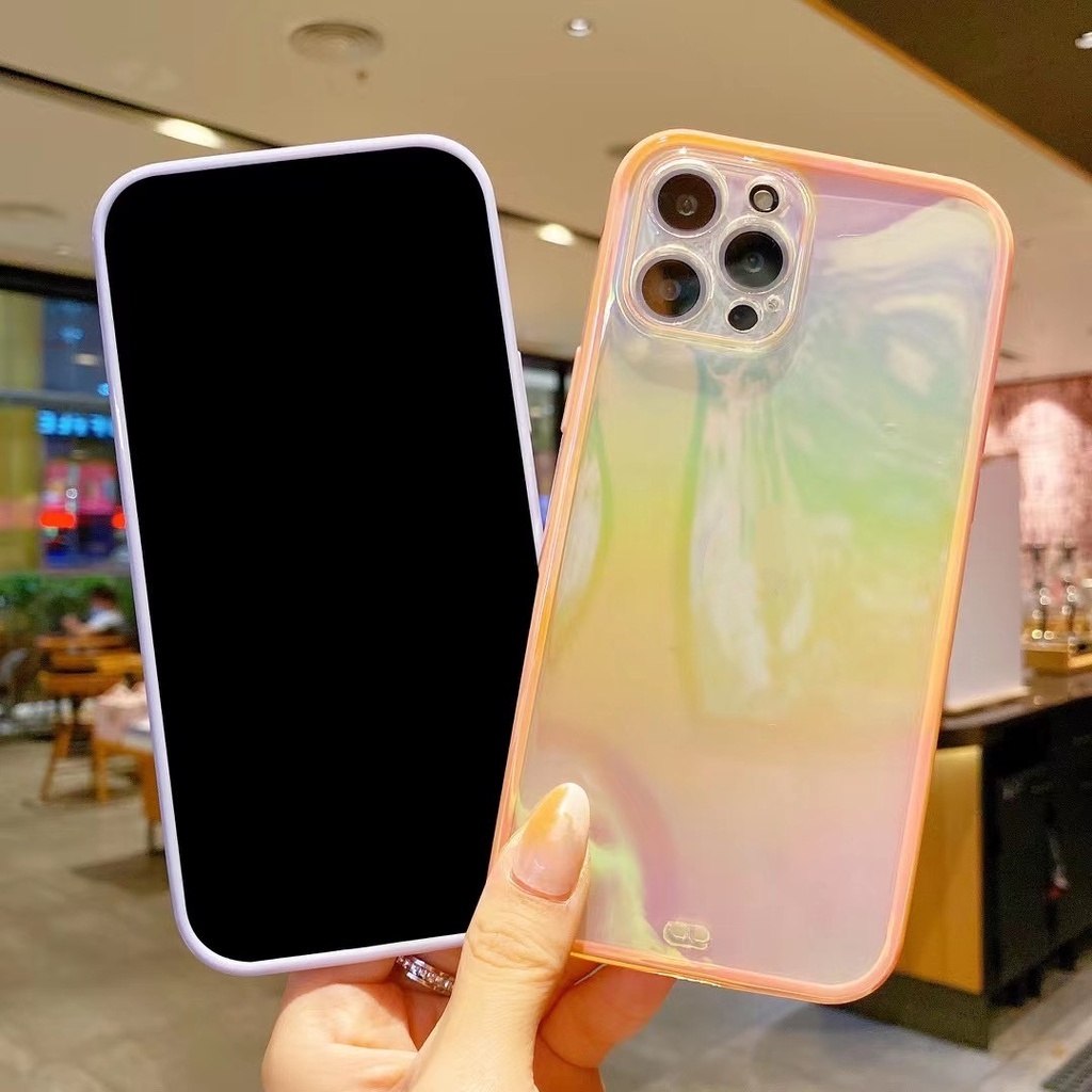 laser Gradient transparent iPhone case 12 pro max 7 8 plus xs x XR xs max  11 pro max soft shockproof case full cover