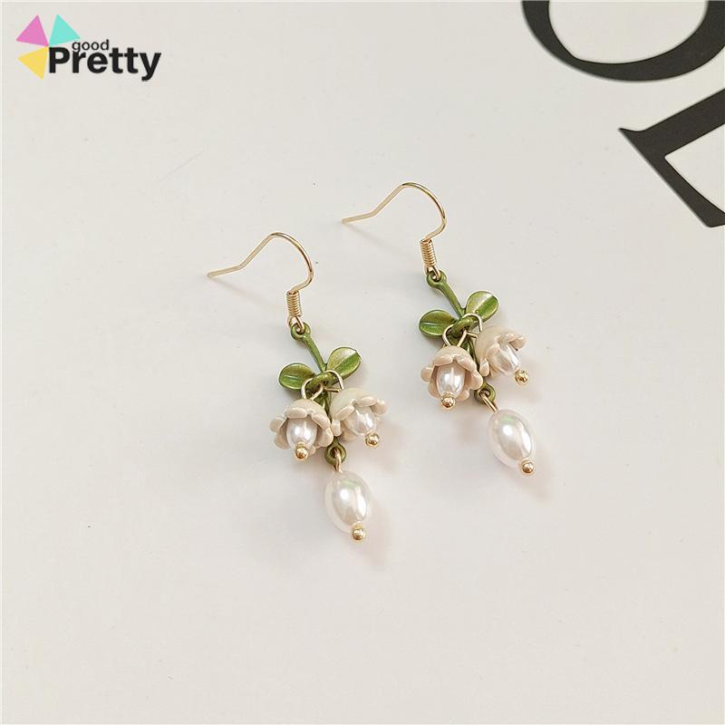 Anting Stud Desain Anggrek Aksen Mutiara Untuk Anak Perempuan - PD