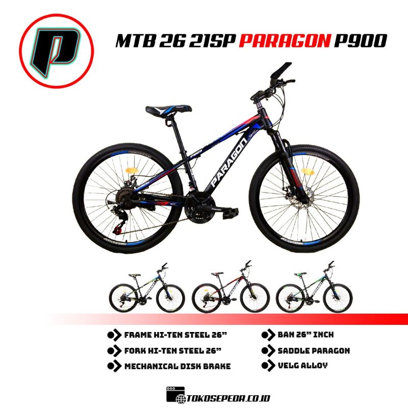 Sepeda Mtb 26 Gunung Paragon P900 P 900 Cakram Disk Brake Velg Alloy