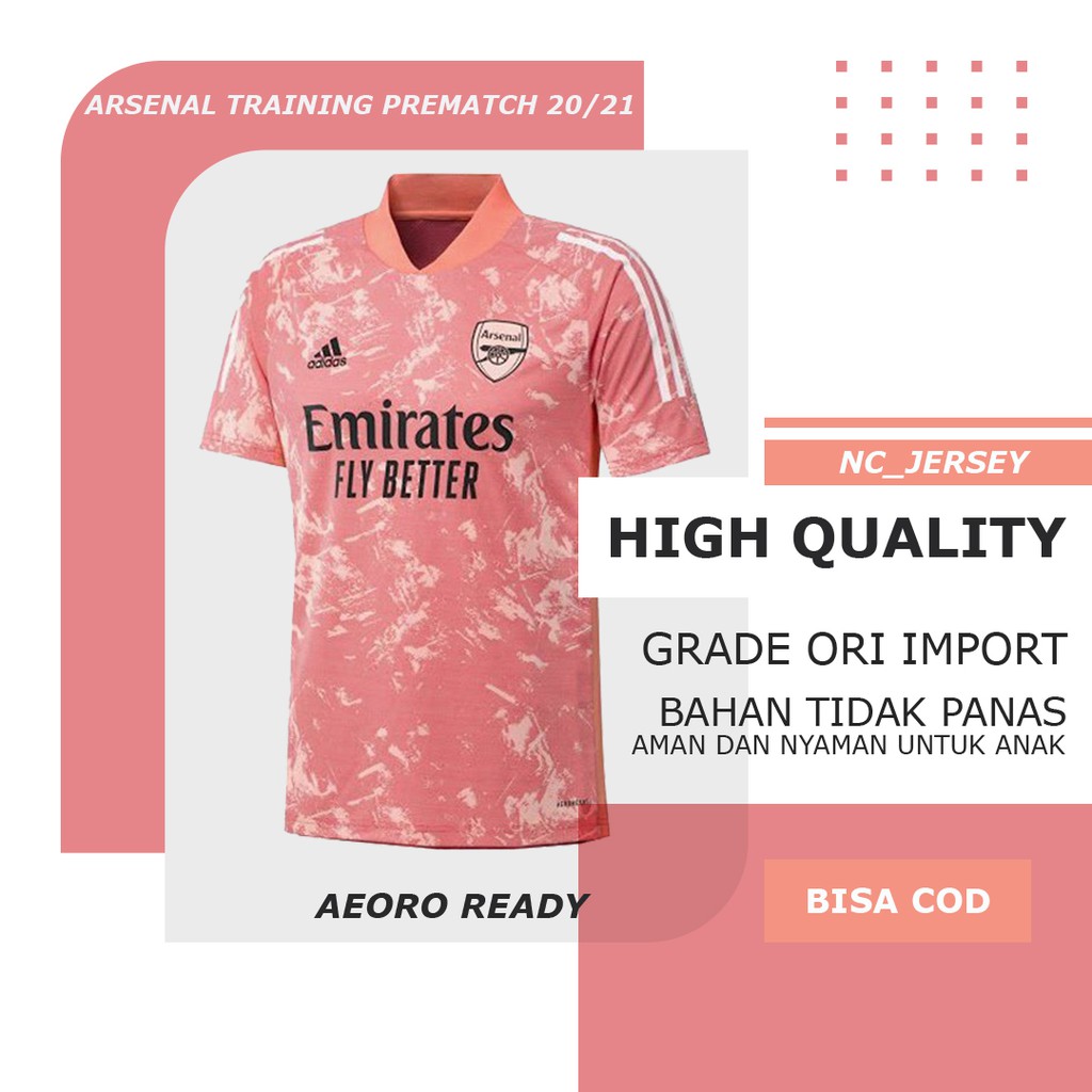 Jersey Arsenal Training Prematch Pink 2020 2021 Grade Ori Import - Baju Kaos Bola Arsenal New 20/21