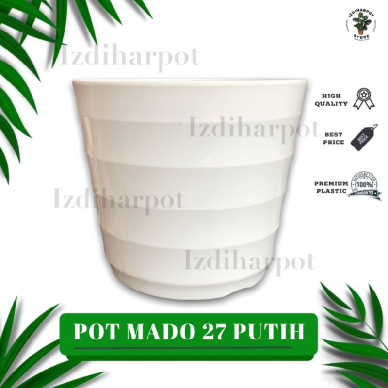 pot bunga tanaman Mado putih 22cm lovenia 8027 - PM 8027 PUTIH