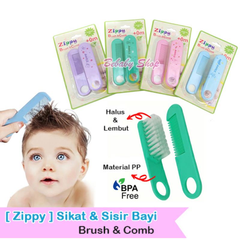 Sisir Bayi Zippy Brush &amp; Comb ( BPA Free ) Dengan Bahan Yang Lembut dan Aman