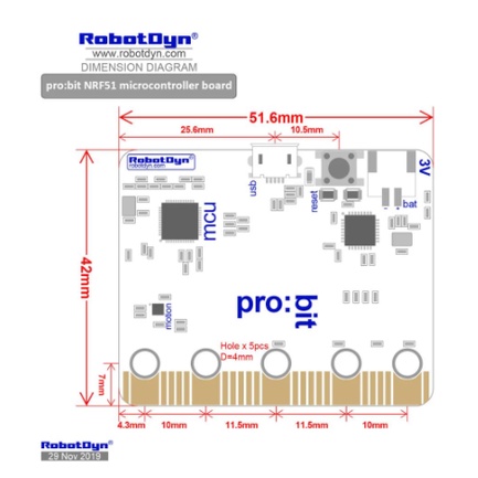 RobotDyn pro bit NRF51 microcontroller board V1.5