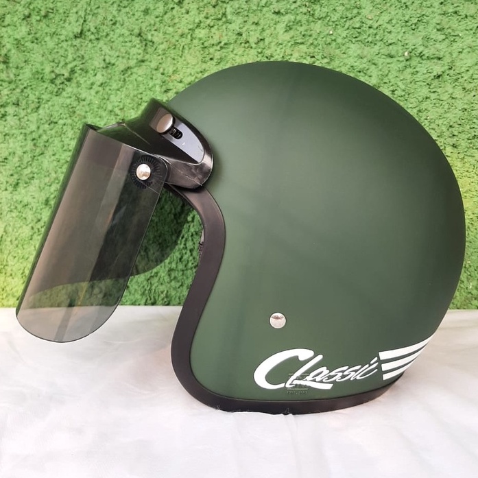 Helm Bogo Classic Helm Retro Wanita Dewasa Warna SNI full leher