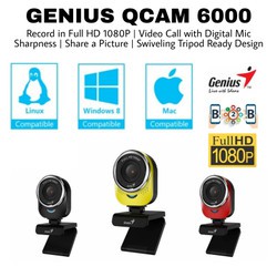 Genius Webcam Qcam6000 Full HD 1080P QCam 6000 Camera Laptop PC