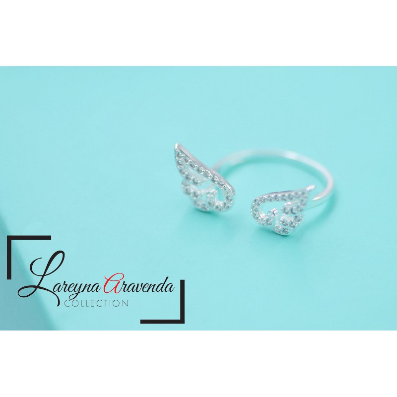 Cincin Titanium Wanita Model Sayap Angel Kristal Crystal Zirconia CC034