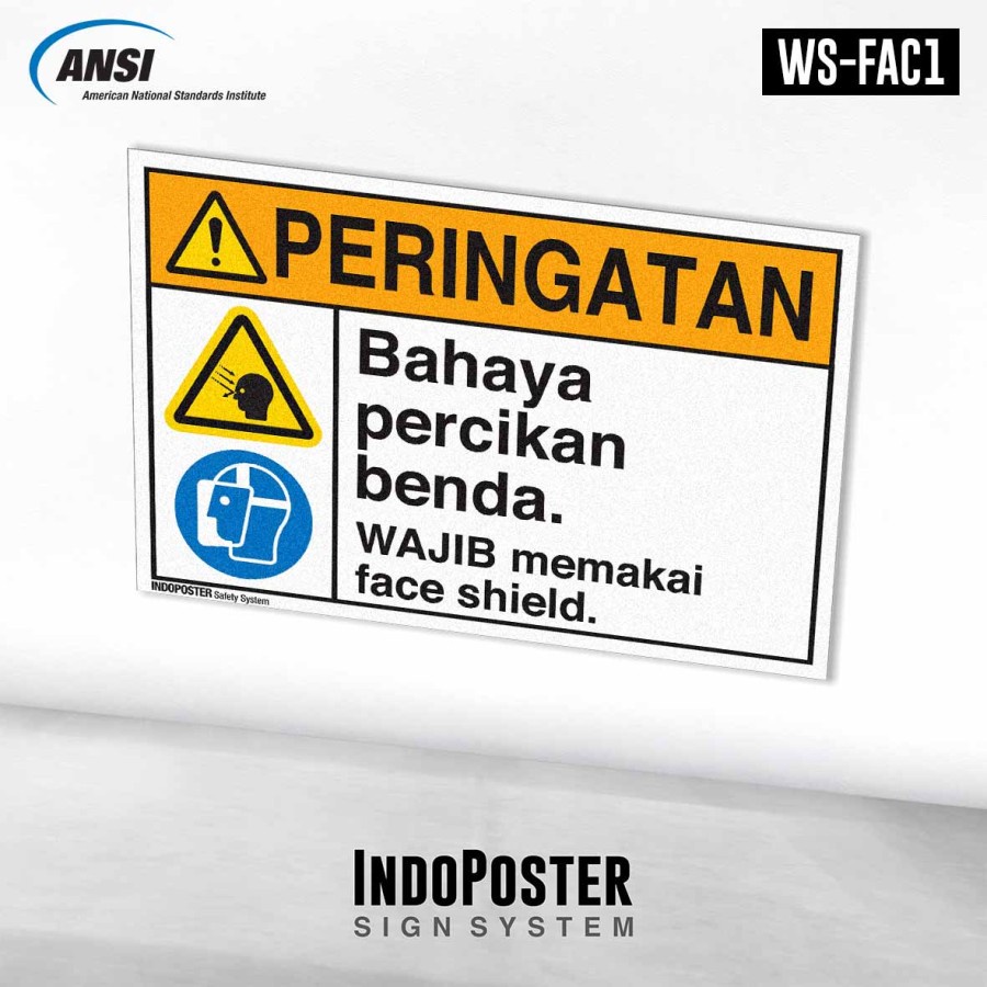 

Stiker K3 Safety Sign Standar ANSI ISO Bahaya Percikan Benda