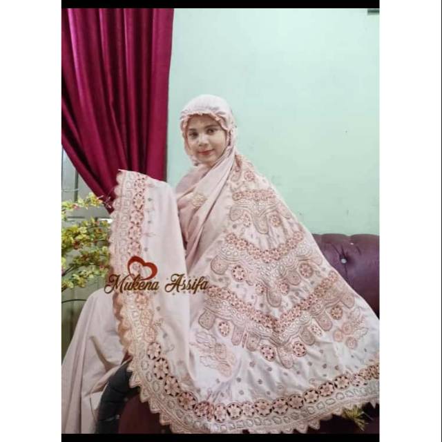 Mukena bordir coklat susu