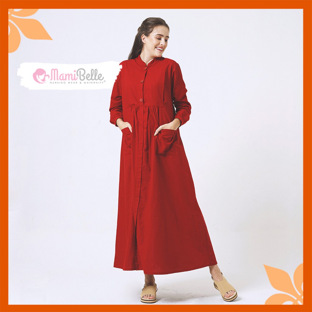 

Mamibelle Adity Maxi Dress Menyusui & hamil Nursing Wear Red Premium