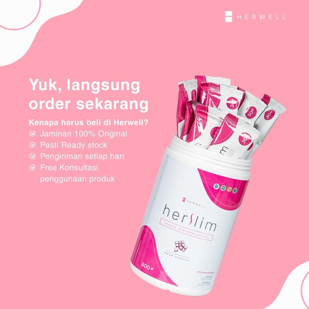 Herwell Herslim 1 Botol 20 Sachet Superfood Makanan pengganti meal replacement Her well Her Slim