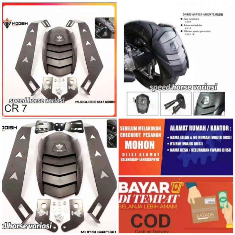 Mudguard Carbon modish Universal Vixion Ninja 250 Ninja R/RR Byson R15 R25 CB 150 dll