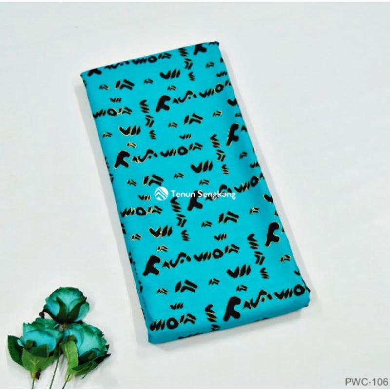 Kain Batik Lontara Bugis Makassar Halus Toska - Tenun Sengkang PWC-105 (Harga per 0,5 Meter)