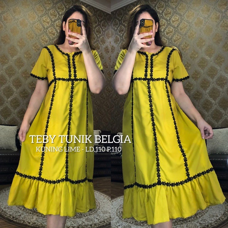 Daster arab Teby Tunik Belgia-Kuning Lime