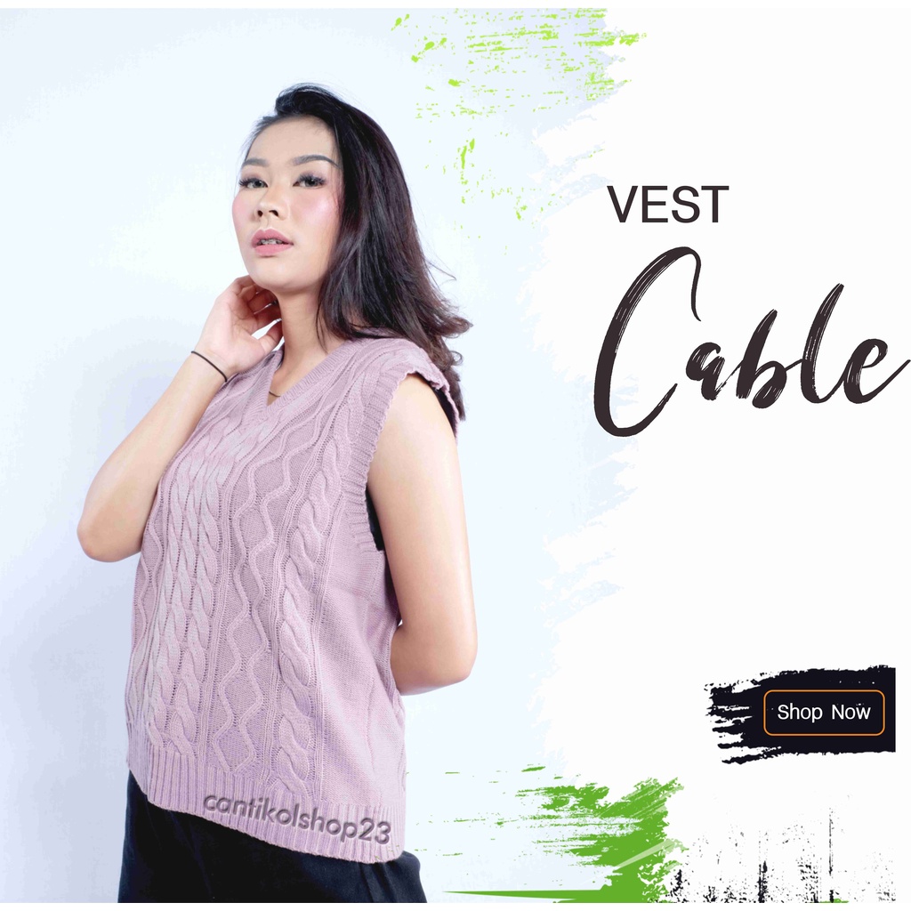 CS034 Rompi Cable Rajut Wanita Vest Premium Raisa