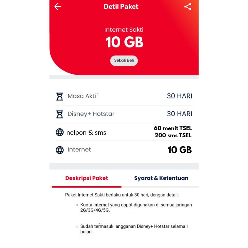 kuota isi ulang Telkomsel NEW combo sakti