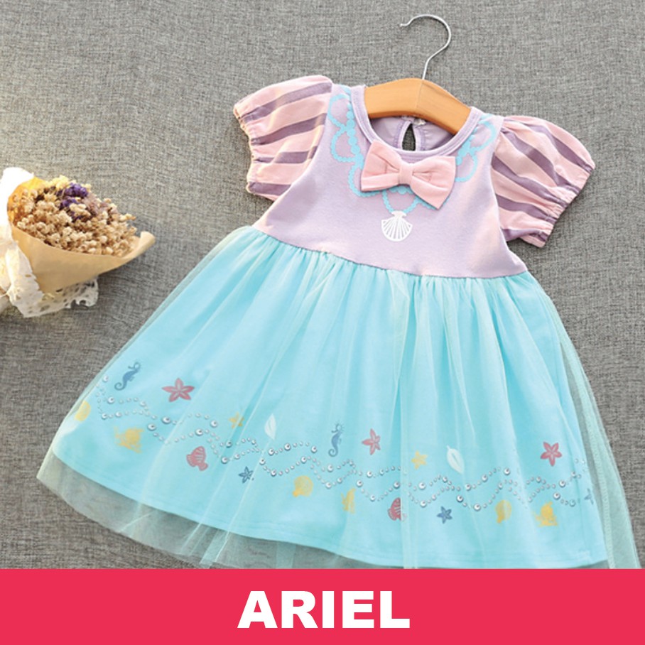 Baju Dress Princess Disney Anak Fotografi Snow white Cinderella Mermaid Belle Sophia Ariel