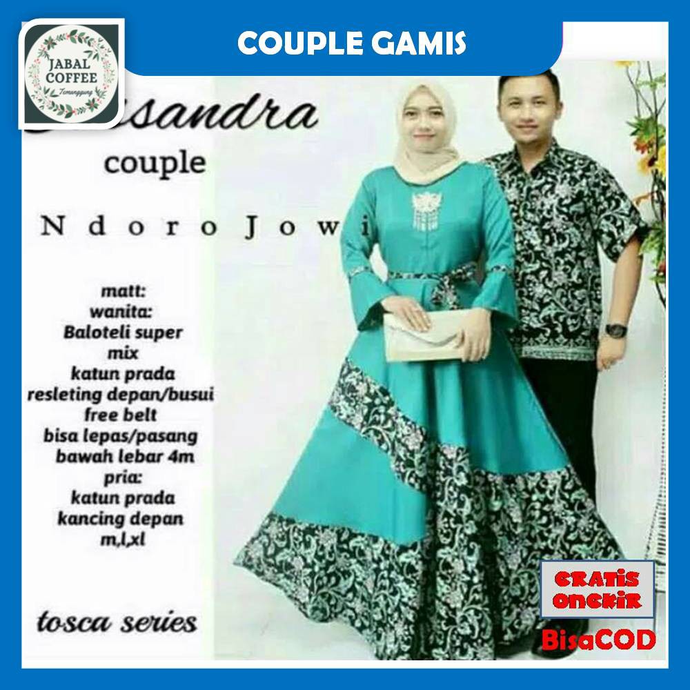 Gamis Couple Cassandra Ndorojowi  / Couple Batik Sarimbit Kebaya / Couple Gamis Batik Pekalongan J25