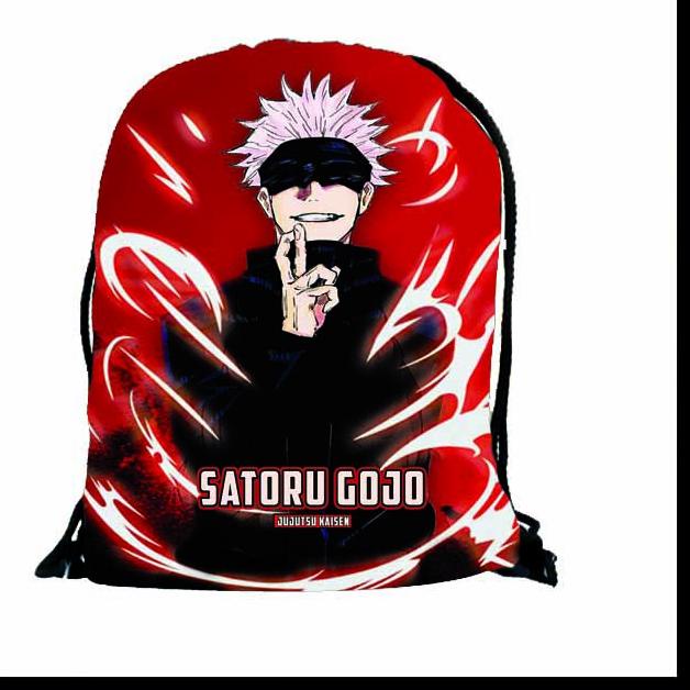 ㅰW Stringbag Tas Serut Ransel ANIME Backpack Tahan Air Jujutsu Kaisen Kanji Yuuji Sukuna Gojo FULLCO
