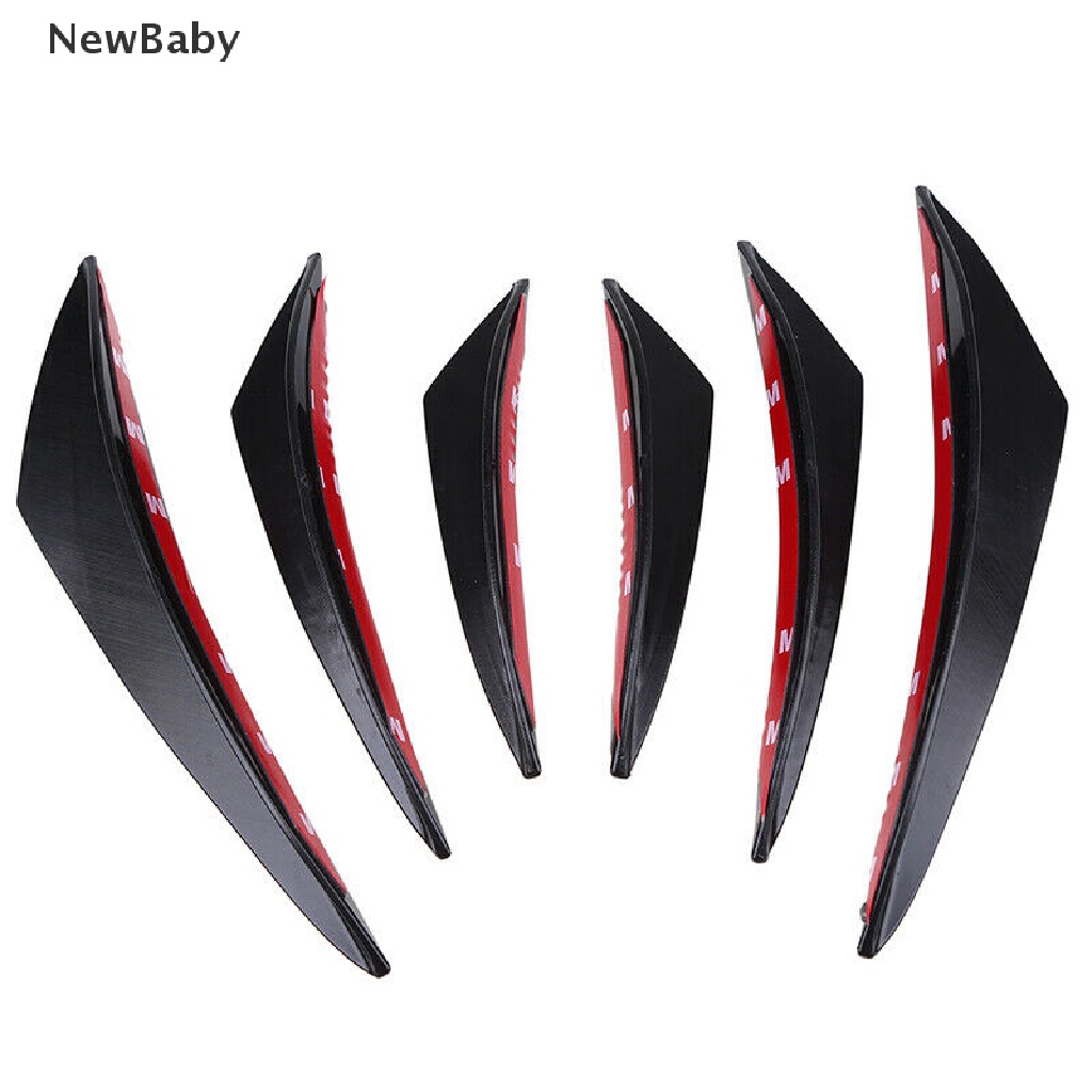 NewBaby 6Pcs Car Front Bumper Lip Splitter Fins Body Spoiler Canards Refit Gloss Black ID