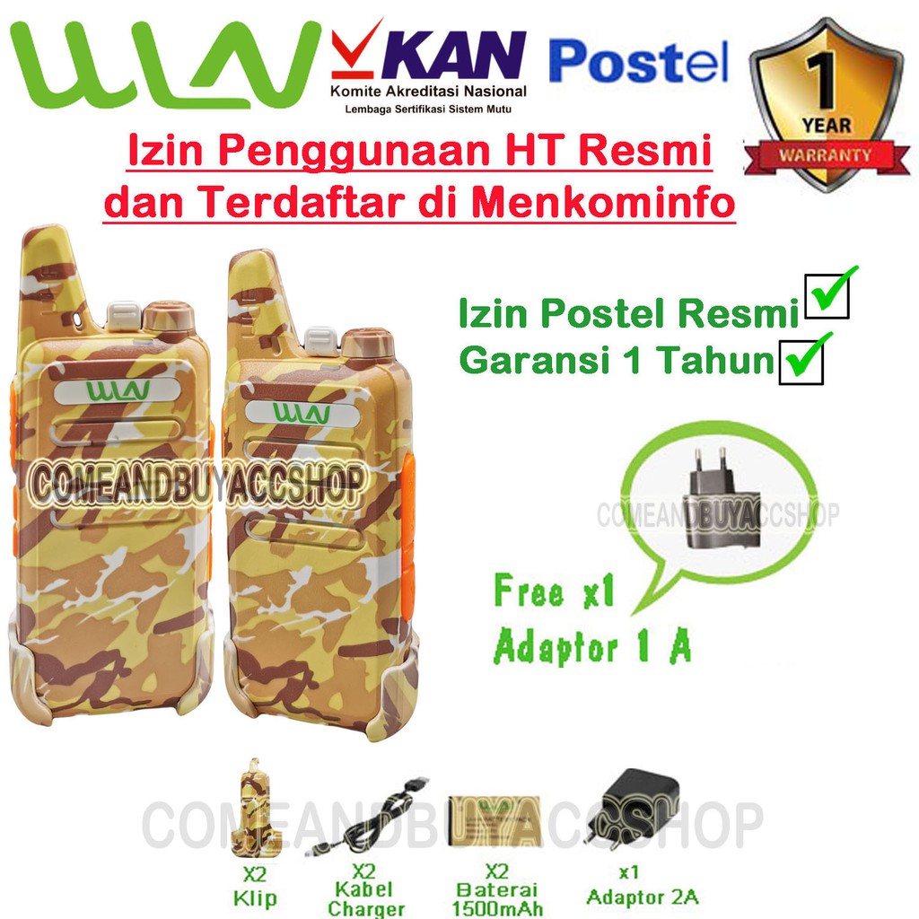 Walkie Talkie WLN HT Two-Way Radio KD-C1 -LORENG(ISI 2 PCS) Tanpa Dekstop-Batrai 1500 mAh