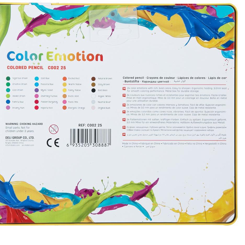 

►-9 Deli Pensil Warna Halus 24 Warna Bentuk Segitiga Ergonomis EC00225 ◄