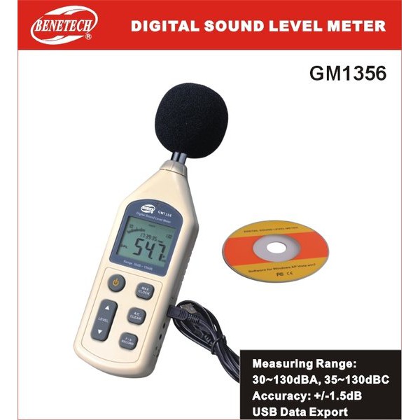 Alat pendeteksi suara DATA USB Noise test logger sound level meter digital db decible suara GM1356