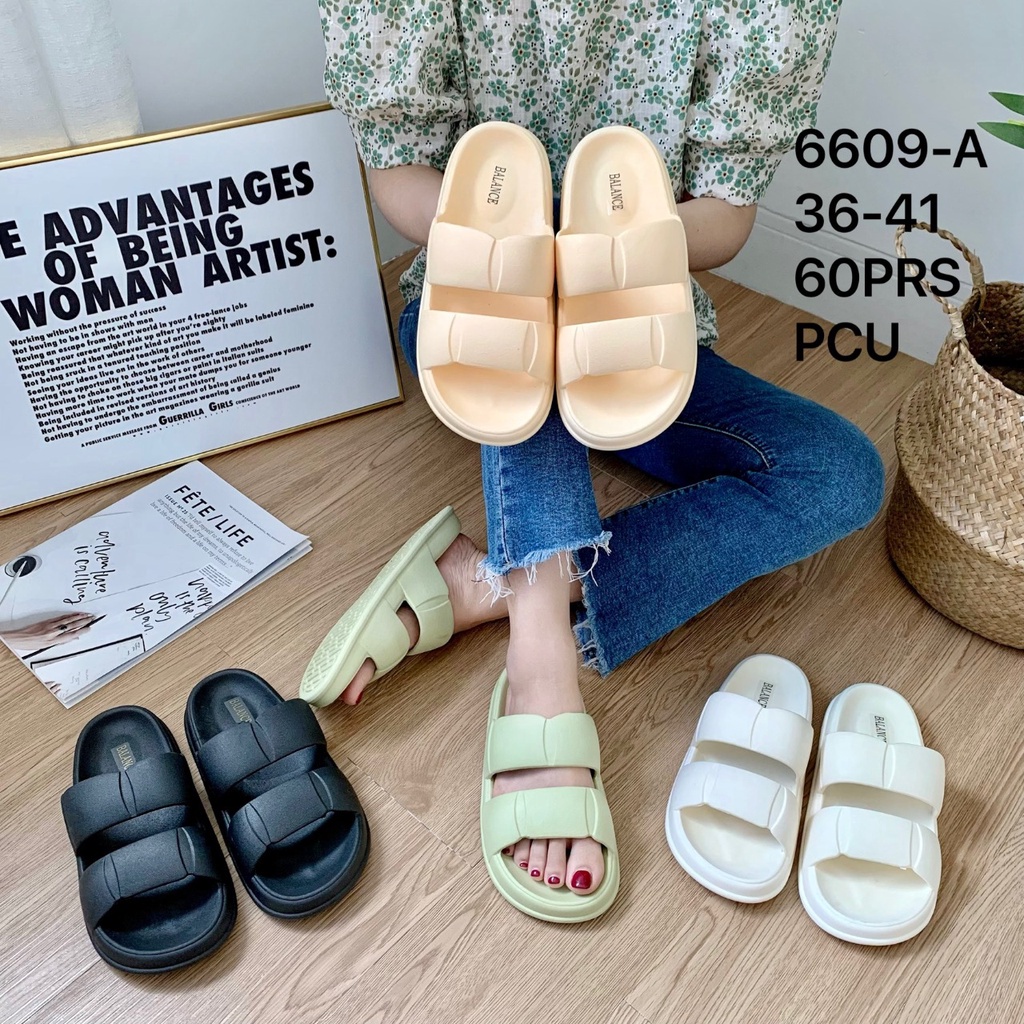 MlNlSO BAN DUA - Sandal Slop Wanita Jelly pvc Korean Strap Bahan Karet Empuk Elastis Import Anti Slip Sol Sendal Slop Perempuan