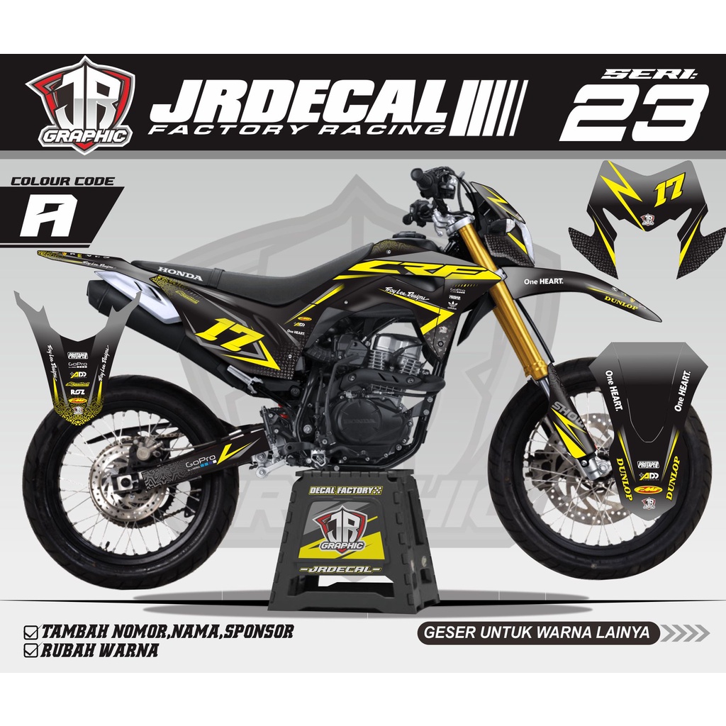 (BISA COD) Decal Honda CRF 150L Full Body Desain Simpel Minimalis-DEKAL CRF 150L HITAM VARIASI SIMPL