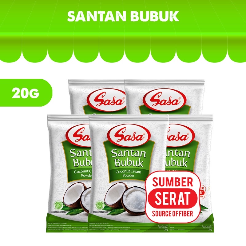 Sasa Santan Bubuk 20gr Kelapa Parut Penyendap Masakan Coconut Powder