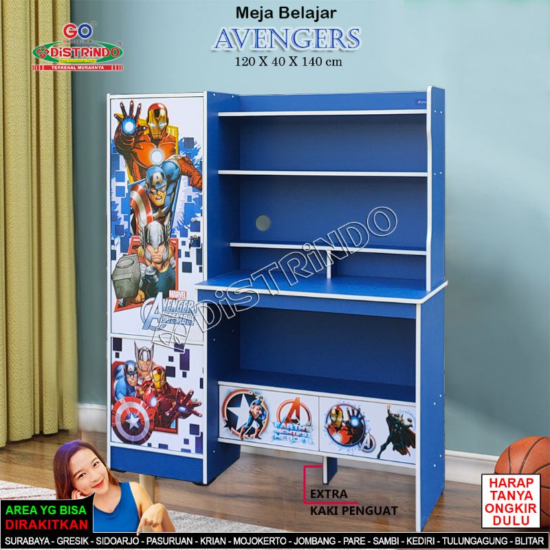 DISTRINDO Meja Belajar Anak Karakter / Paket Meja Belajar Anak + Lemari Pakaian