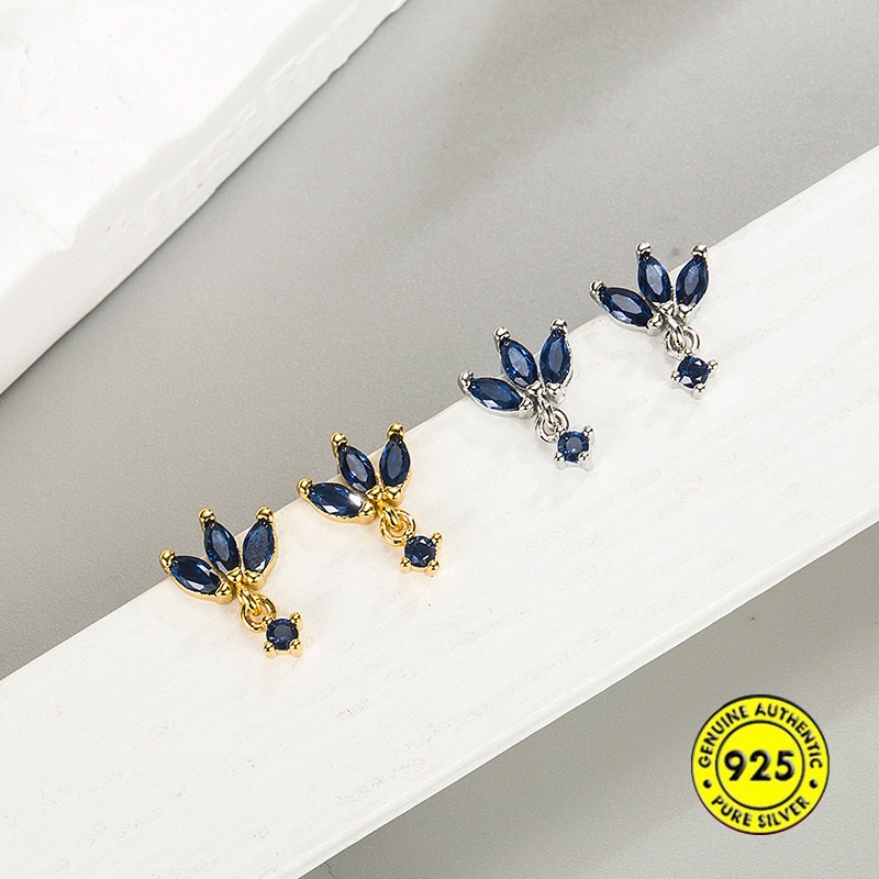 Anting Tusuk Sterling Silver 925 Lapis Emas 18K Anti Alergi Hias Kristal Zircon AAA Untuk Wanita