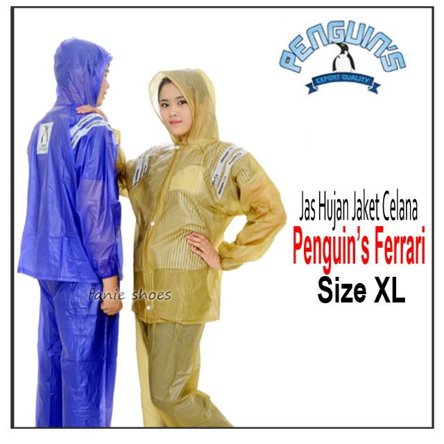 Penguin's Ferrari L dan XL / Jas Hujan Jaket Celana / Jas Hujan Karet PVC