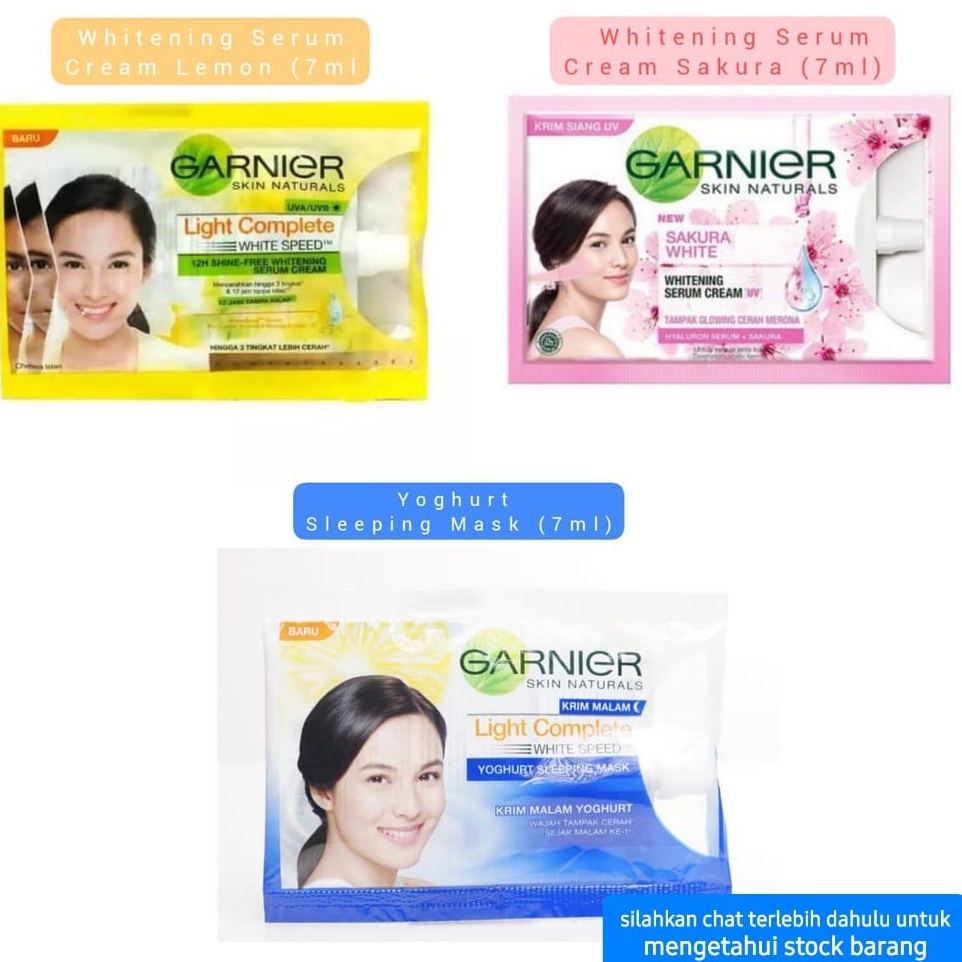 GARNIER SACHET SERUM CREAM KRIM WAJAH 7ML PELEMBAB PERAWATAN SKINCARE