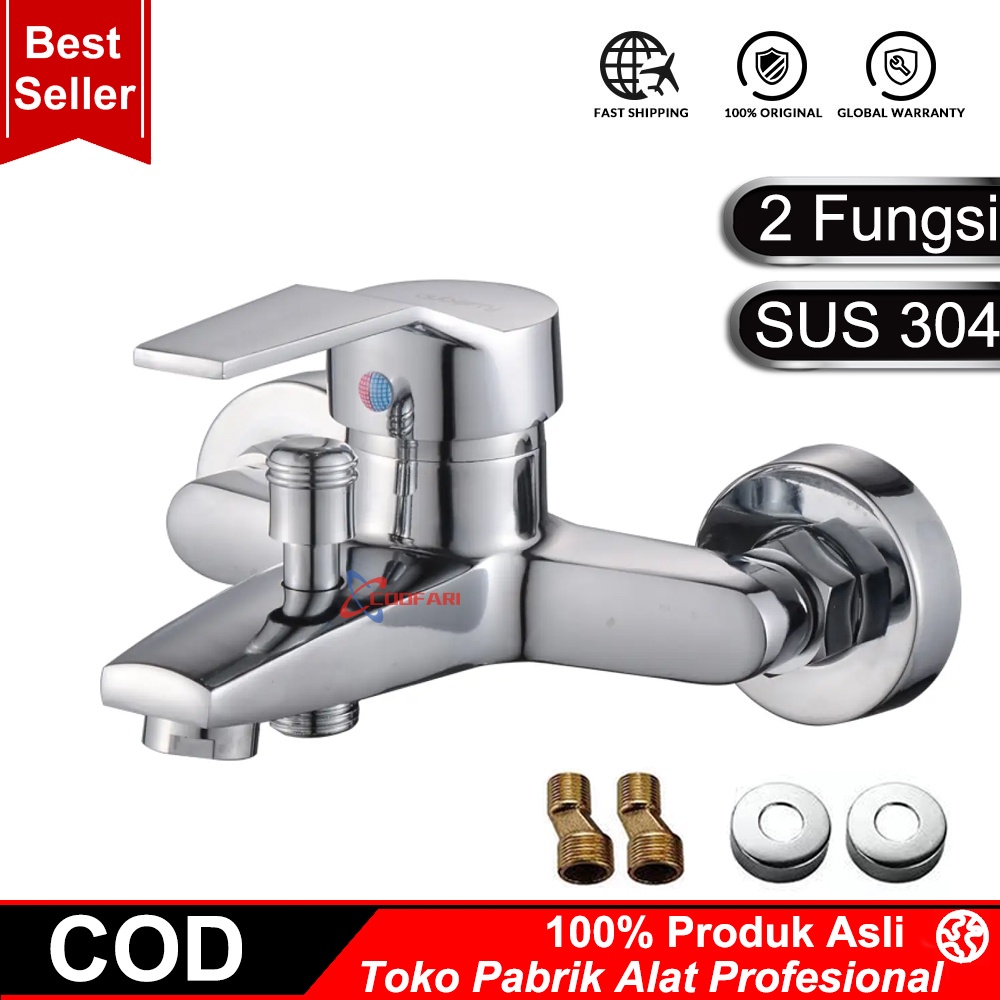 Kran Shower Keran Kamar Mandi toilet Air Panas Dingin Keran Mixer Bathtub 2 Cabang Tanam Brass Cuci JS-44