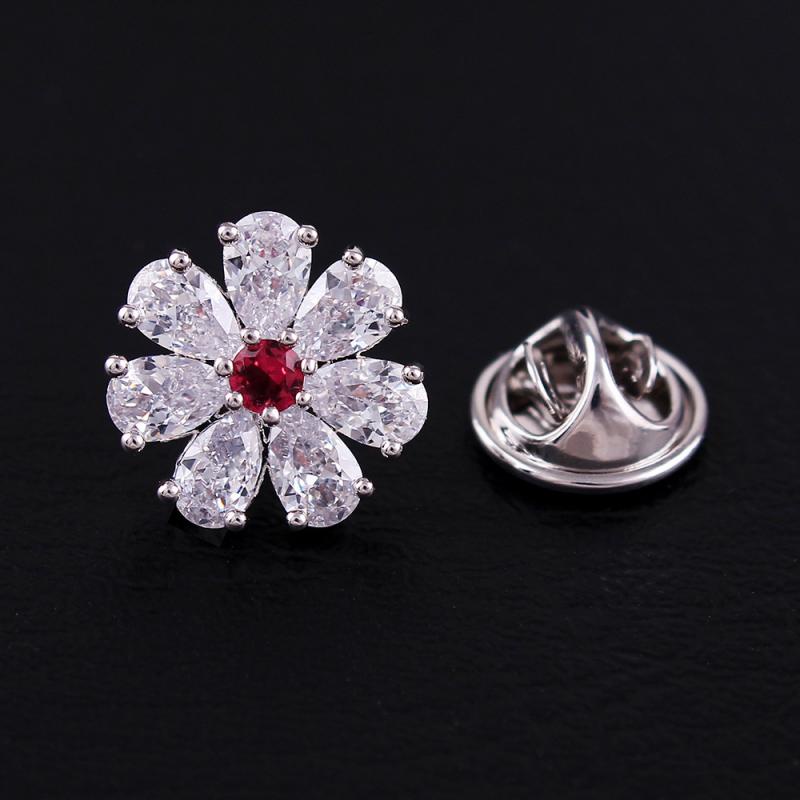 Lkyou Bros Pin Kristal Cubic Zirconia Bentuk Bunga Plum Kecil Aksesoris Wanita