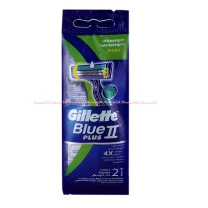 Gillette Blue II Plus Pisau Gukur Gillete Biru Pivot isi 2pcs Gilete Blu Shaving Shaver Pisau Cukur Pria Laki Laki Blue2