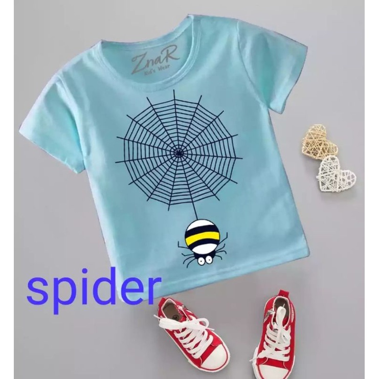 Baju bayi atasan kaos bayi usia 3-9 bulan-5 Biru Spider