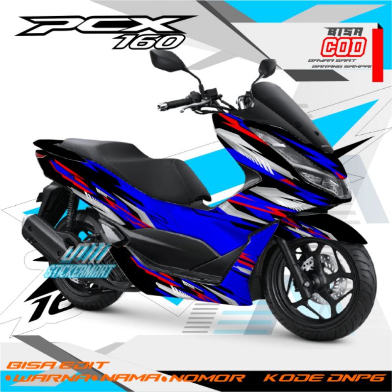 sticker decal pcx 160 motif keren biru grafis