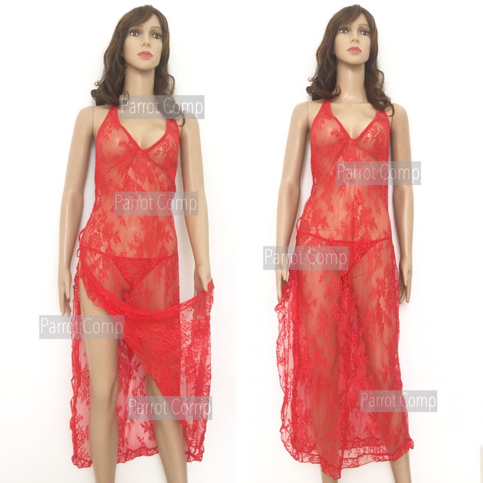 Sexy Lingerie 923 Lingerie Panjang Transparan Lingeri Lace Wanita