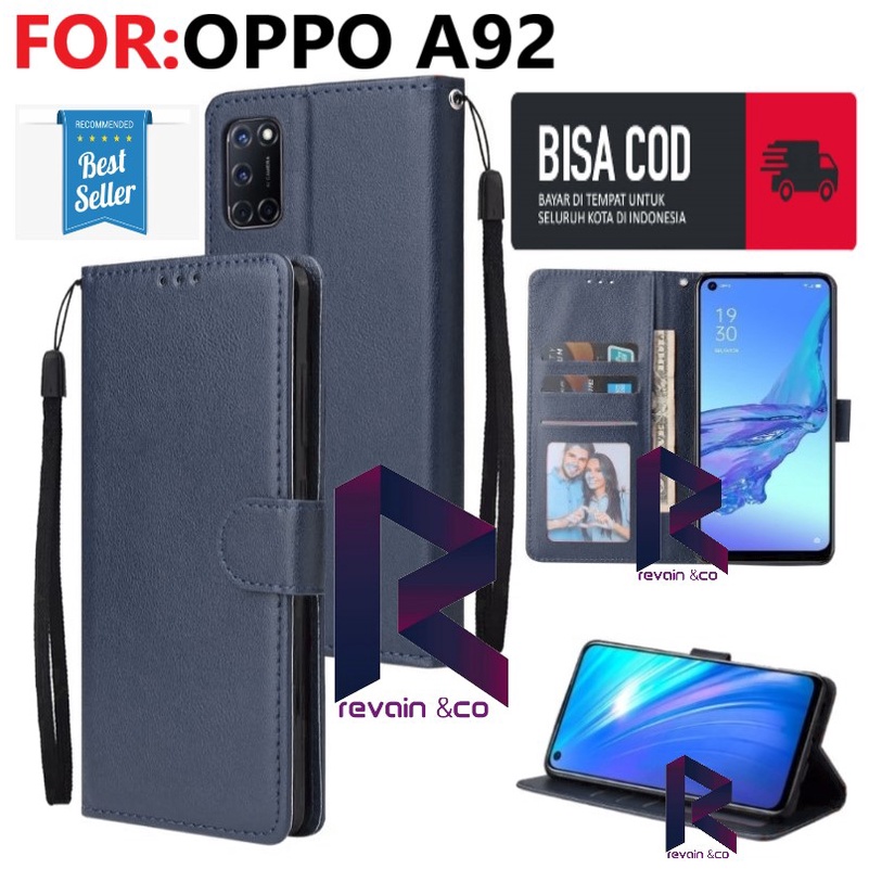 SARUNG KULIT OPPO A92 FLIP WALLET LEATHER KULIT PREMIUM FLIP COVER SARUNG BUKA TUTUP FLIP CASE OPPO A92