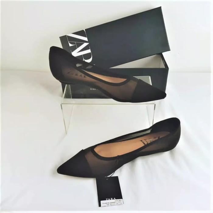 LS25 Zara Flat Shoes black mesh original quality